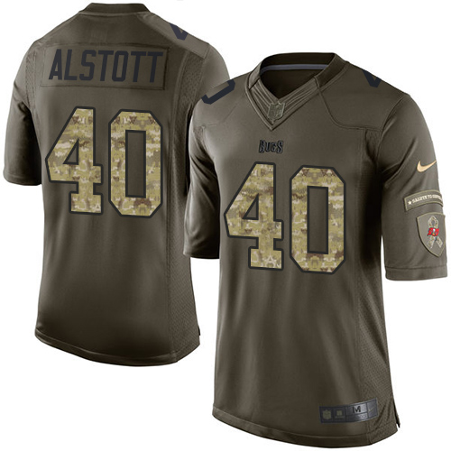 Youth Elite Mike Alstott Nike Jersey Green - #40 Salute to Service NFL Tampa Bay Buccaneers